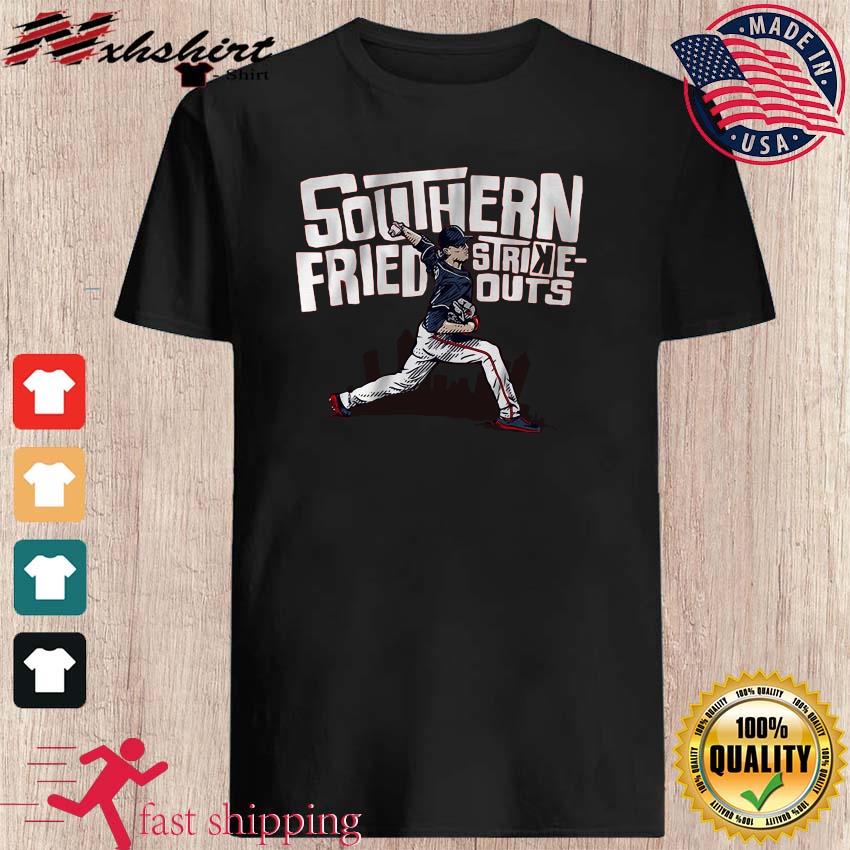 Max Fried: Southern Fried Strikeouts, Adult T-Shirt / Small - MLB - Sports Fan Gear | breakingt