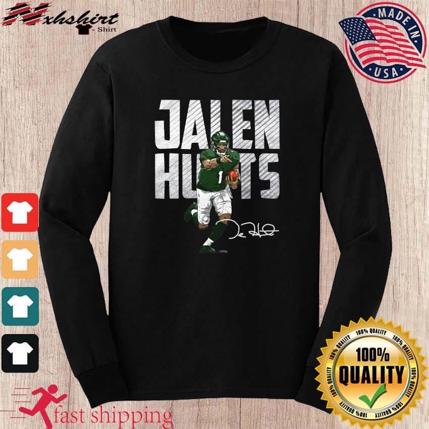 Jalen Hurts Philadelphia Eagles Cartoon Signature T-Shirt