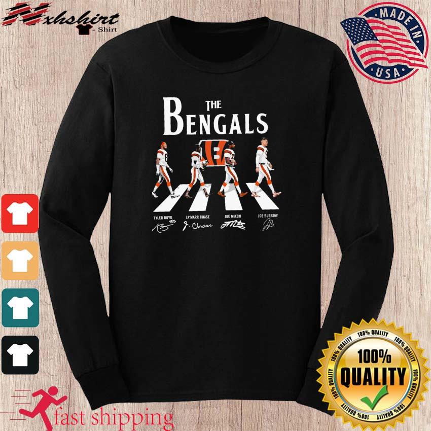 The Bengals Tyler Boyd Ja'marr Chase Joe Mixon And Joe Burrow Abbey Road  Signatures Shirt, hoodie, sweater, long sleeve and tank top