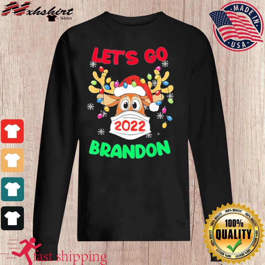 Santa Reindeer Face Mask Let's Go Brandon 2022 Christmas Sweatshirt, Hoodie, Sweater, Long Sleeve And Tank Top