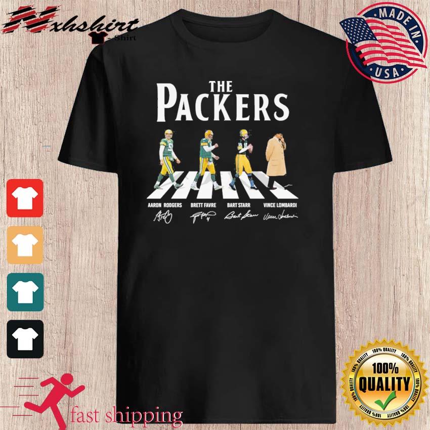 The Green Bay Packers Aaron Rodgers Brett Favre Bart Starr Vince Lombardi  Abbey Road signatures shirt, hoodie, sweater, long sleeve and tank top