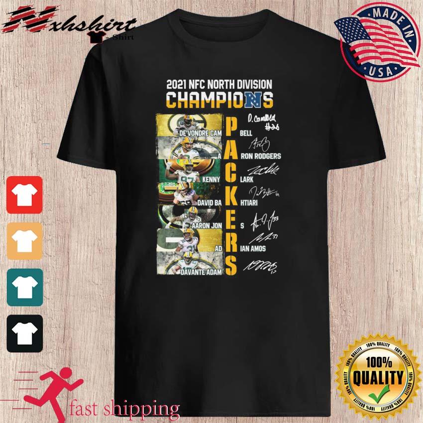 Green bay packers nfc north division champions 2021 signatures shirt,  hoodie, sweater, long sleeve and tank top