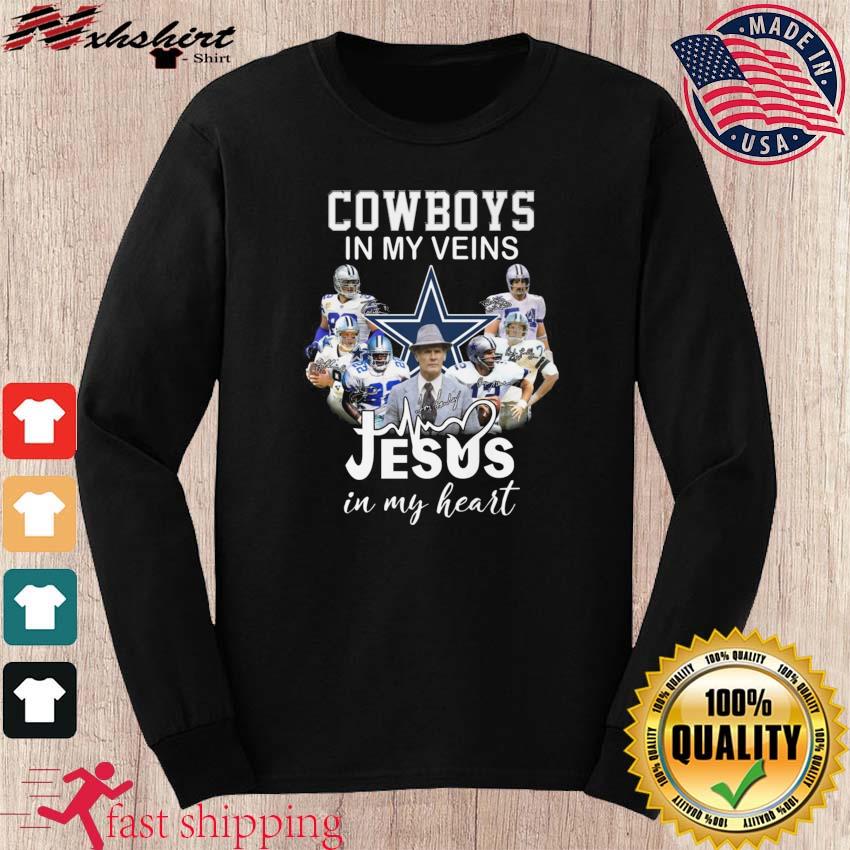 FREE shipping Cowboys In My Veins Jesus In My Heart Signature Dallas  Cowboys Shirt, Unisex tee, hoodie, sweater, v-neck and tank top