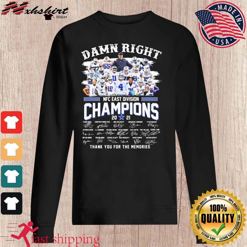 Dallas Cowboys damn right NFC East Division Champions 2021 thank you for  the memories signatures shirt, hoodie, sweater, long sleeve and tank top
