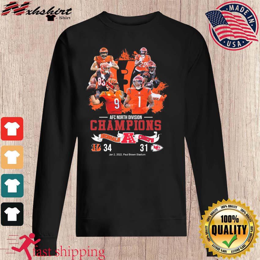 AFC North Division Champions Cincinnati Bengals 34-31 Chiefs Shirt, hoodie,  sweater, long sleeve and tank top