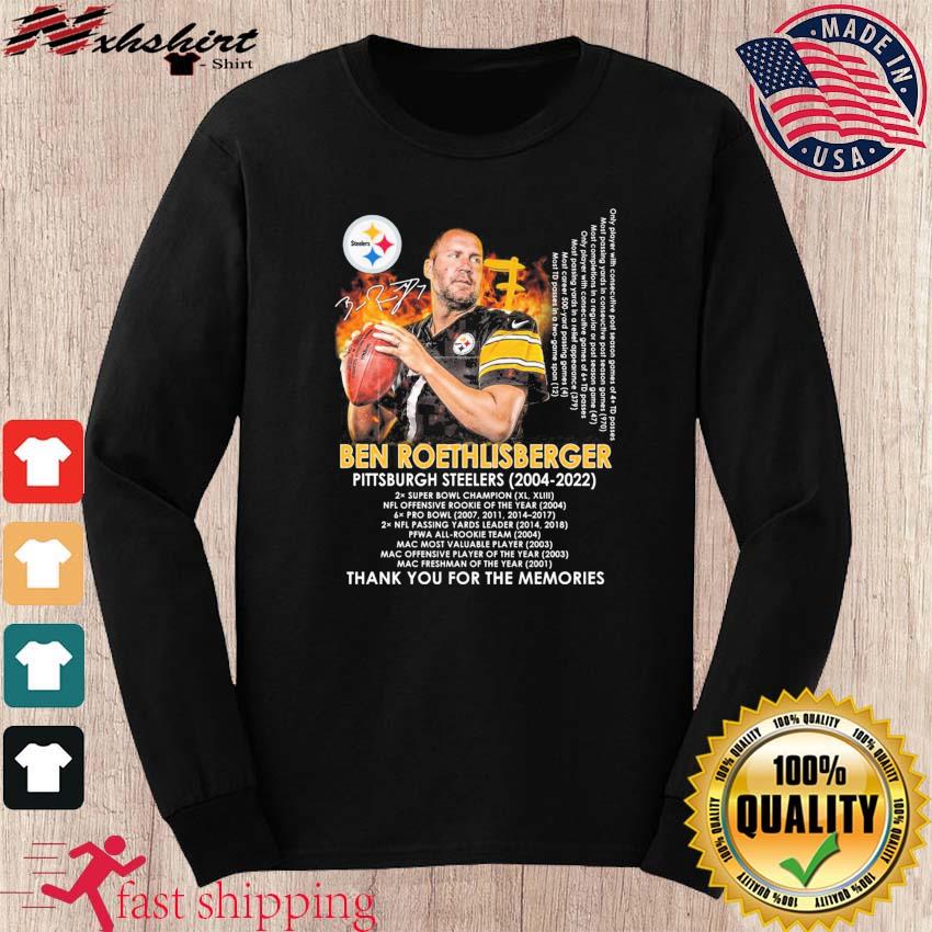 Pittsburgh Steelers Ben Roethlisberger 2004 2022 Signature Thank You For  The Memories Shirt, hoodie, sweater, long sleeve and tank top