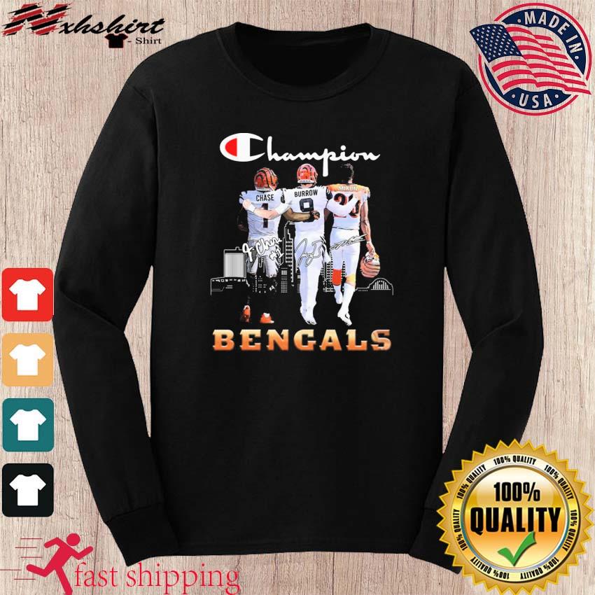 Bengals Ja'marr Chase Joe Burrow And Joe Mixon Champion Signatures Shirt,  hoodie, sweater, long sleeve and tank top