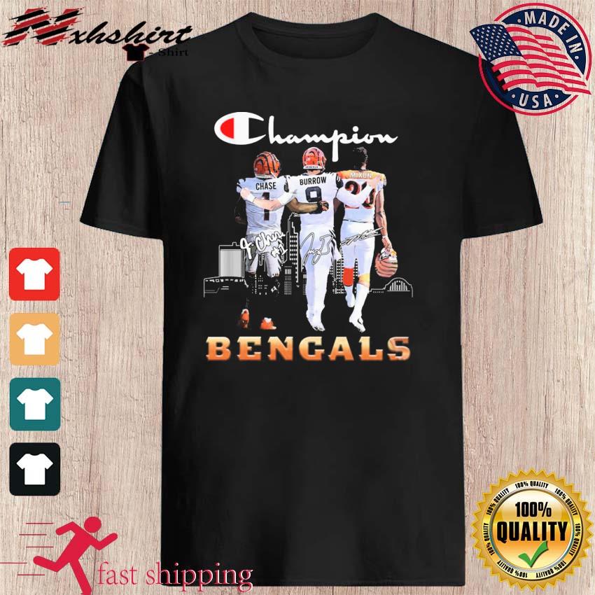 Bengals Ja'marr Chase Joe Burrow And Joe Mixon Champion Signatures Shirt,  hoodie, sweater, long sleeve and tank top