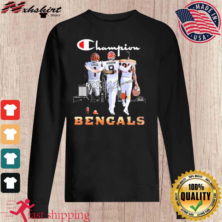 Bengals Ja'marr Chase Joe Burrow And Joe Mixon Champion Signatures Shirt,  hoodie, sweater, long sleeve and tank top