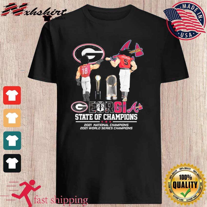 Georgia State Of Champions Son Goku Atlanta Braves And Vegeta Georgia Bulldogs  Shirt, hoodie, sweater, long sleeve and tank top
