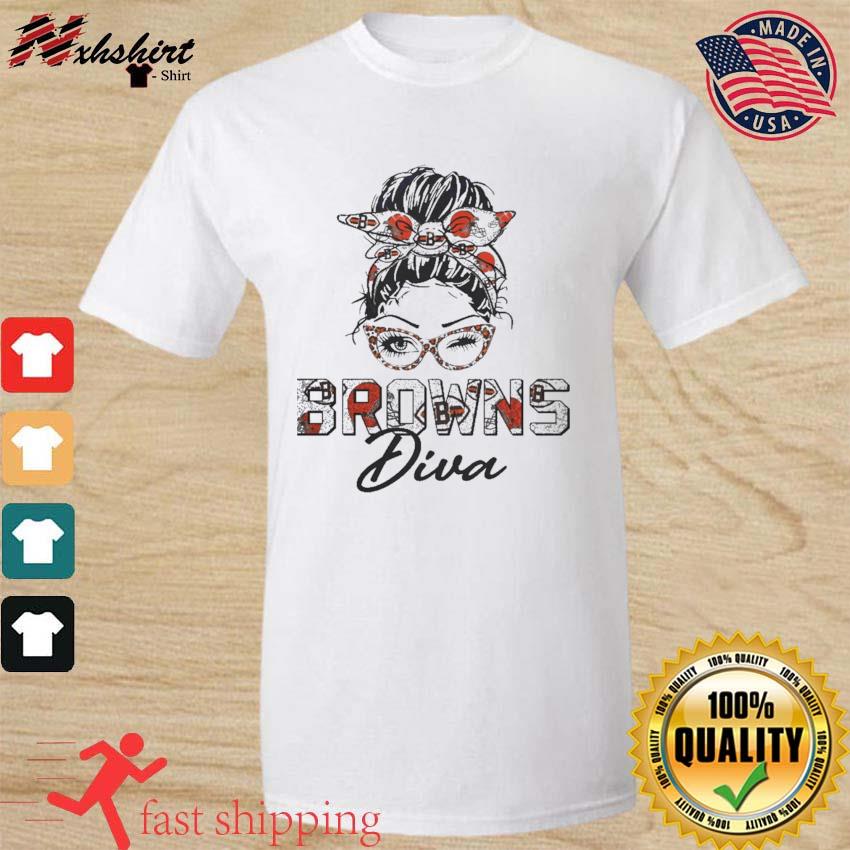 Browns Life Cleveland Browns Messy Bun Girl With Headband And Glasses for  Football Lover T-Shirt - TeeNavi