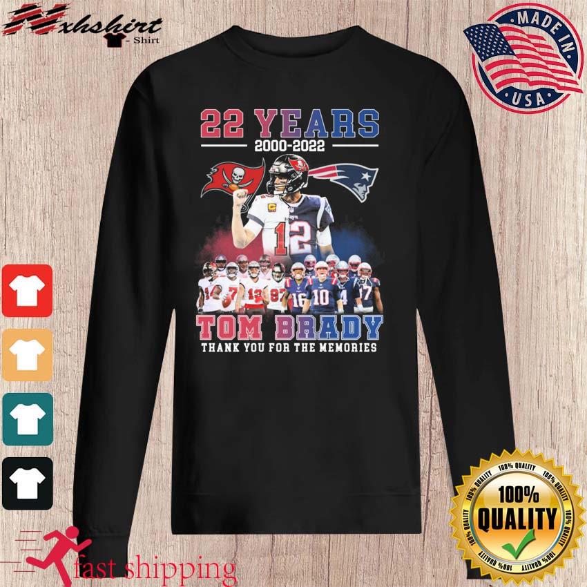 Thank You For The Memories 12 Tom Brady 22 Years 2000-2022 NFL T-Shirt  S-3XL