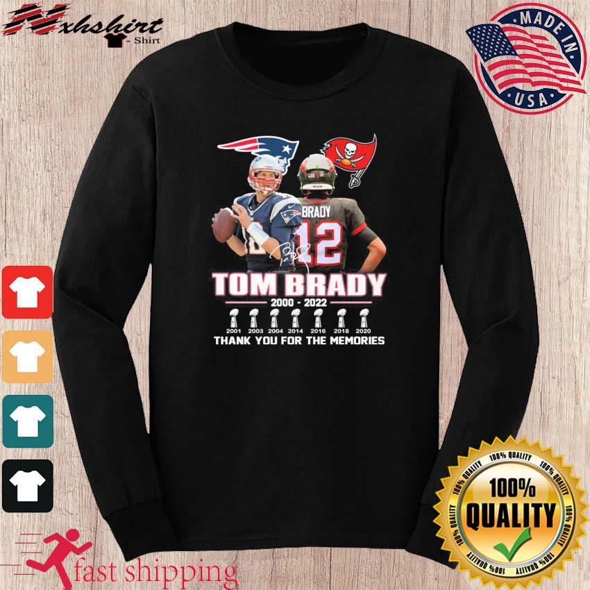 The Patriots And Buccaneers Tom Brady 2000 2022 Thank You For The Memories  Signature Shirt, hoodie, sweater, long sleeve and tank top