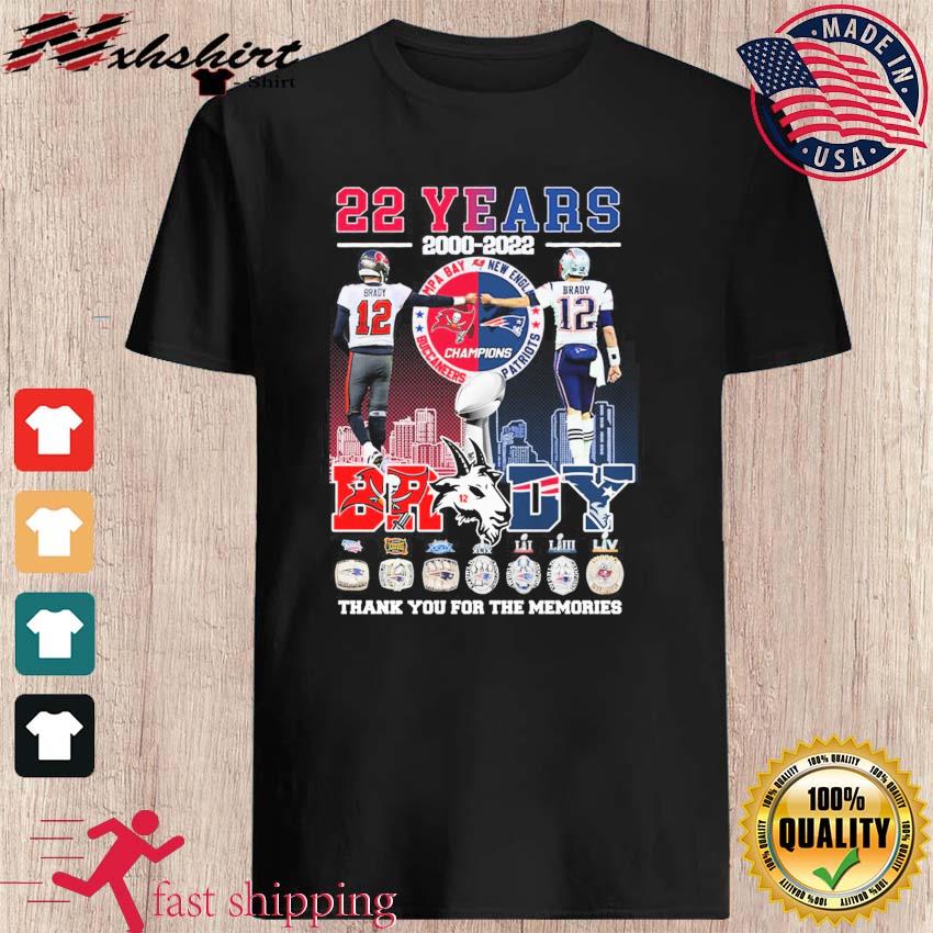 12 Tom Brady 2000 2022 Thank You For The Memories Signatures Shirt