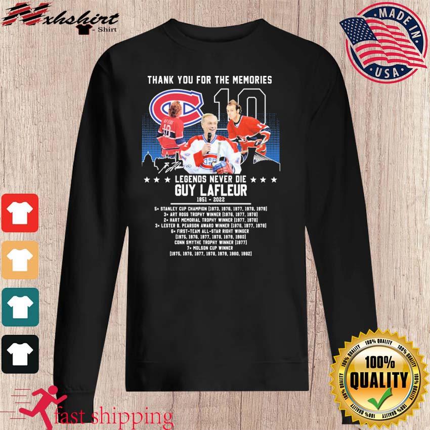 Legend never die Guy Lafleur 1951 2022 thank you for the memories shirt,  hoodie, sweater and v-neck t-shirt