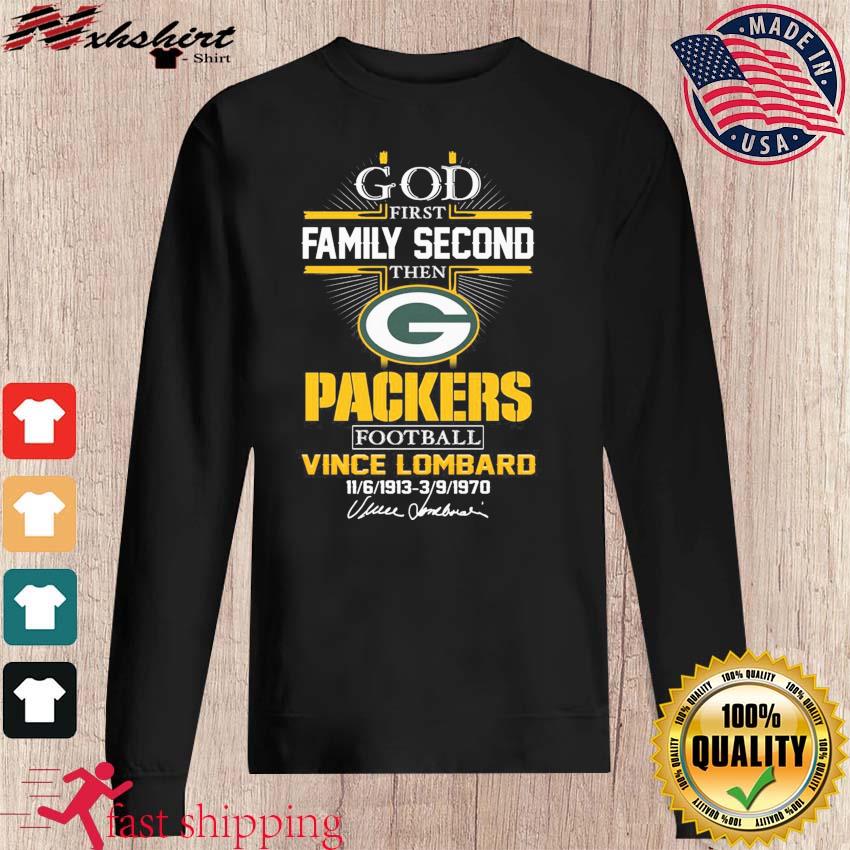 Green Bay Packers Shirt God First Family Second - High-Quality Printed Brand