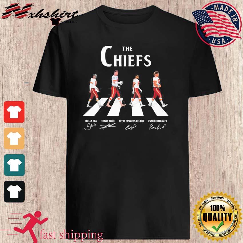 The Chiefs Tyreek Hill Travis Kelce Clyde Edwards-Helaire Patrick Mahomes  abbey road signatures shirt, hoodie, sweater, long sleeve and tank top