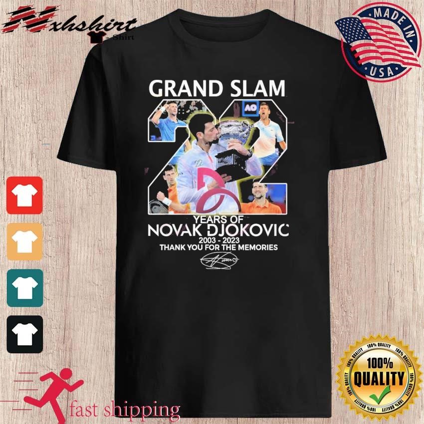 Grand Slam 22 Years Of Novak Djokovic 2003 – 2023 Thank You For The Memories Shirt