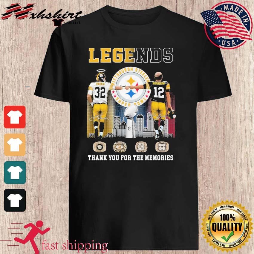 Legend Franco Harris And Terry Bradshaw Pittsburgh Steelers Skyline Thank  You For The Memories Signatures Shirt, hoodie, sweater, long sleeve and  tank top