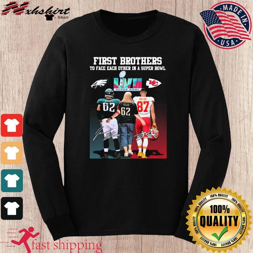 Jason Kelce vs Travis Kelce first brothers to face each other in a super  bowl signatures shirt, hoodie, sweater, long sleeve and tank top