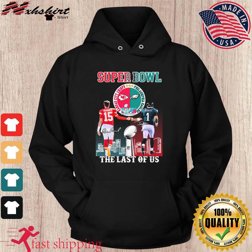 Patrick Mahomes and Jalen Hurts Super Bowl LVII The Last Of Us Signatures Shirt hoodie