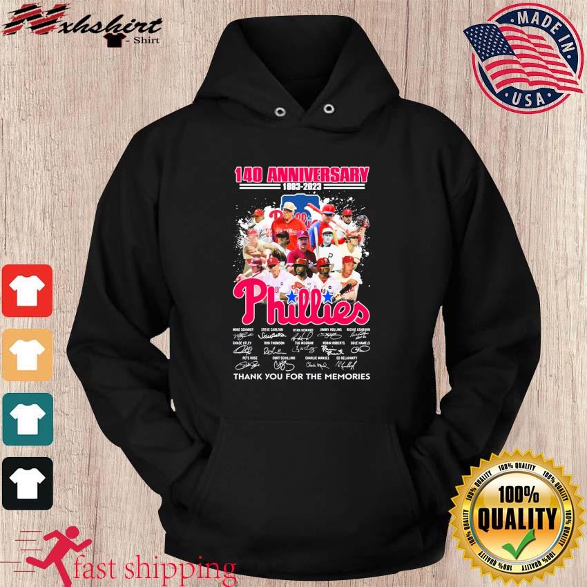 140th Anniversary 19983-2023 Philadelphia Phillies Team Signatures Thank You For The Memories Signatures Shirt hoodie