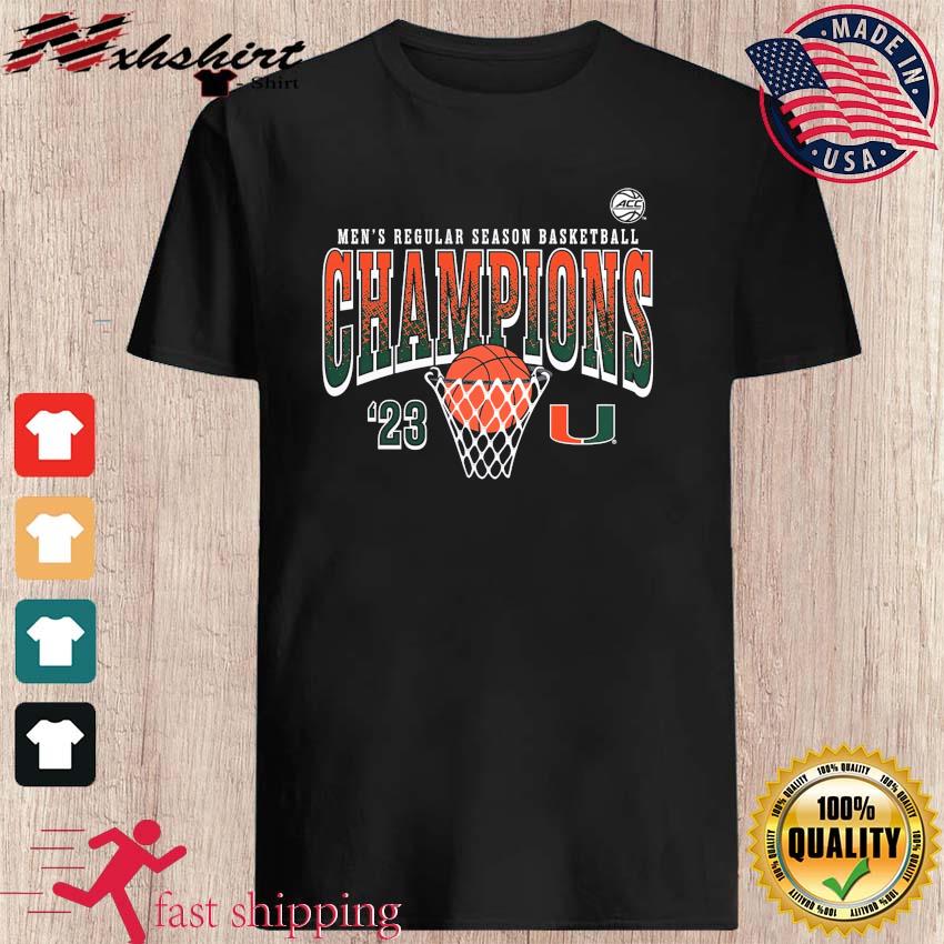 Miami Hurricanes Men's Basketball 2023 ACC Regular Season Champions Shirt