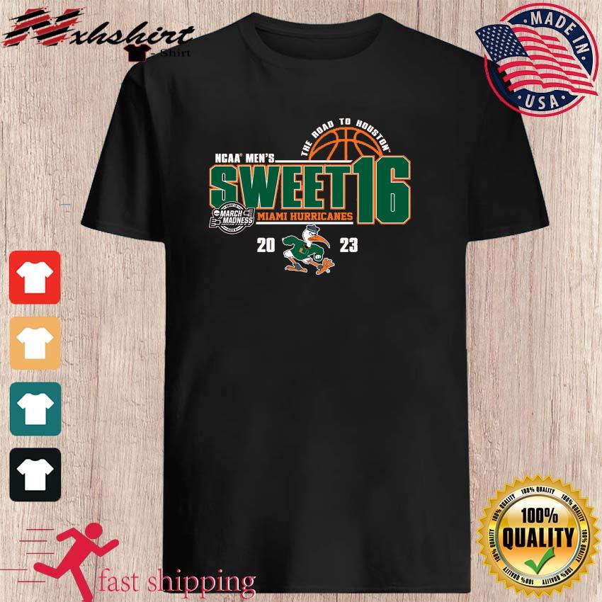 Miami Hurricanes NCAA Men's Sweet Sixteen The Road To Houston 2023 Shirt