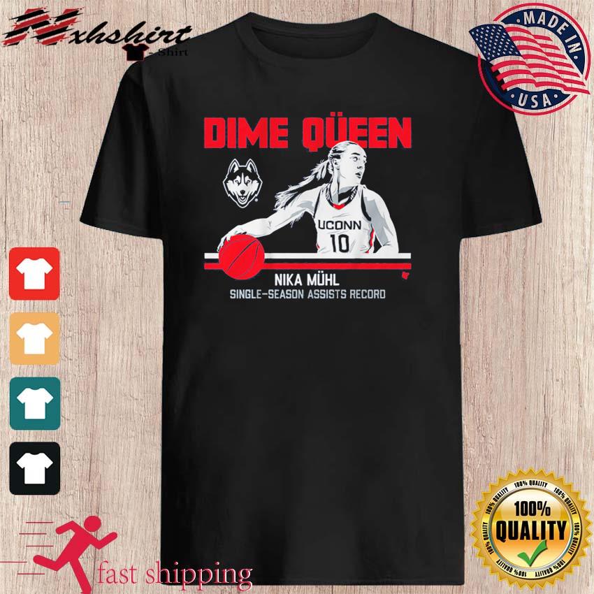 Uconn Basketball Nika Mühl Dime Qüeen Single-season Assists Record Shirt