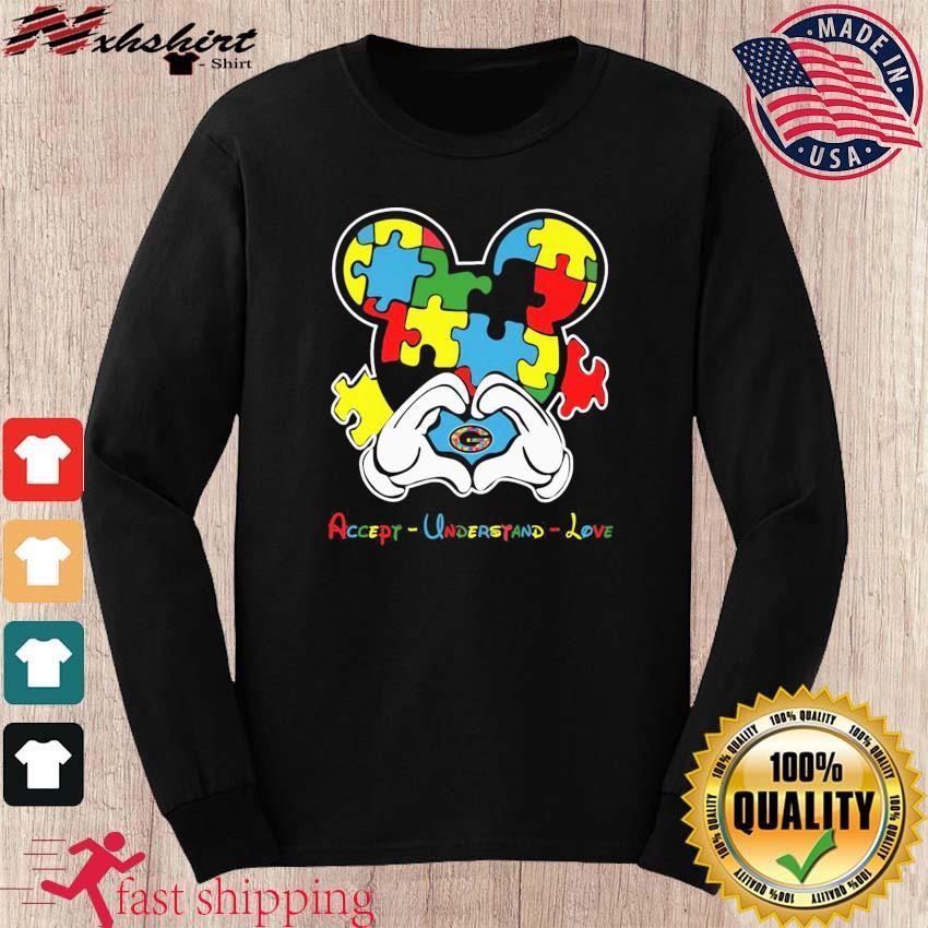 Mickey Mouse Hand Heart Green Bay Packers Autism Accept Understand Love  Shirt, hoodie, sweater, long sleeve and tank top