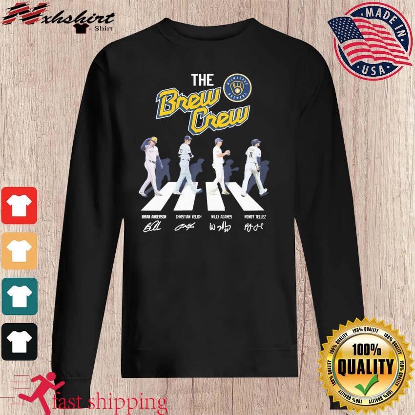 Milwaukee Brewers The Brew crew Brian Anderson Christian Yelich Willy Adames  Rowdy Tellez Abbey Road signature 2023 shirt, hoodie, sweater, long sleeve  and tank top