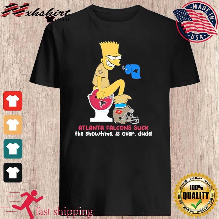 The Simpsons New Orlean Saints Shitting On Toilet Atlanta Falcons And Other  Teams The show Time Is Over Dude Shirt, hoodie, sweater, long sleeve and  tank top