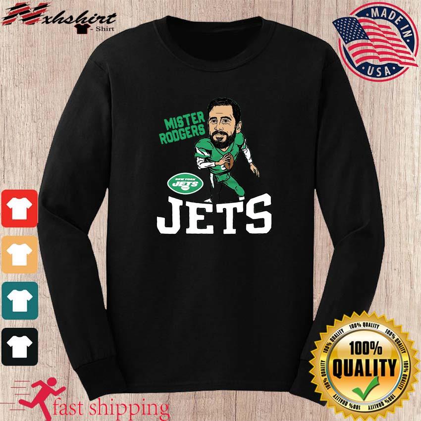 Aaron Rodgers New York Jets mister Rodgers caricature retro shirt