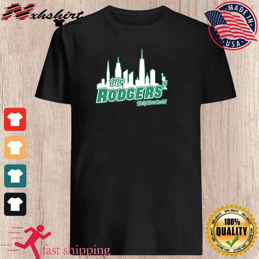 Aaron Rodgers New York Jets Mr Rogers Neighborhood Skyline Shirt - Limotees