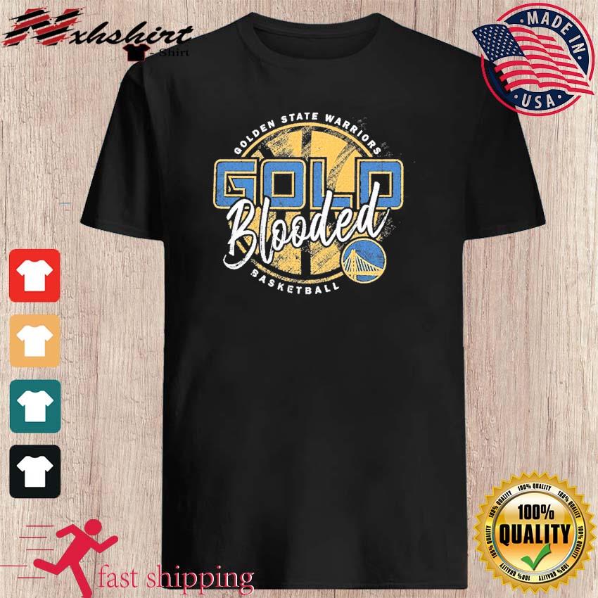 New Gold Blooded Warriors T Shirt, Cheap NBA Basketball Golden