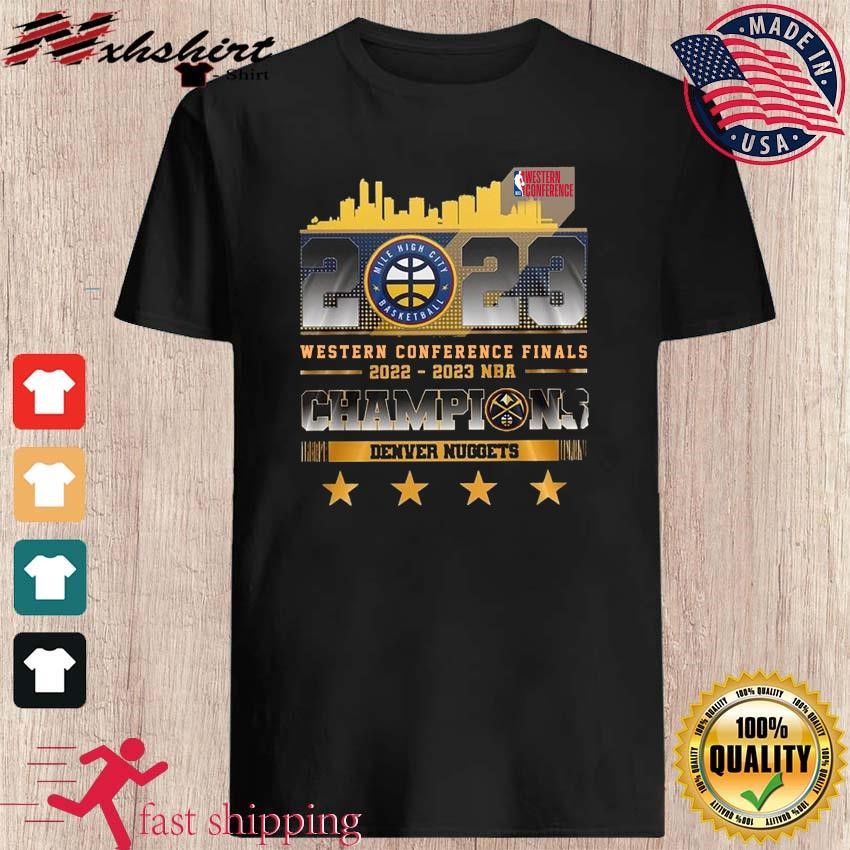 Denver Nuggets 2022-2023 Western Conference Finals Champions Skyline Shirt