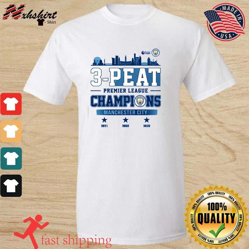 Manchester City 3 Peat Premier League Champions Shirt