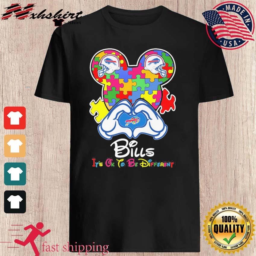 Mickey Mouse Love Buffalo Bills Autism It's Ok To Be Different Shirt,  hoodie, sweater, long sleeve and tank top