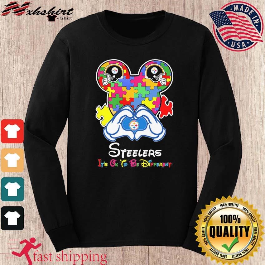 Mickey Mouse Love Pittsburgh Steelers Autism It's Ok To Be Different Shirt,  hoodie, sweater, long sleeve and tank top