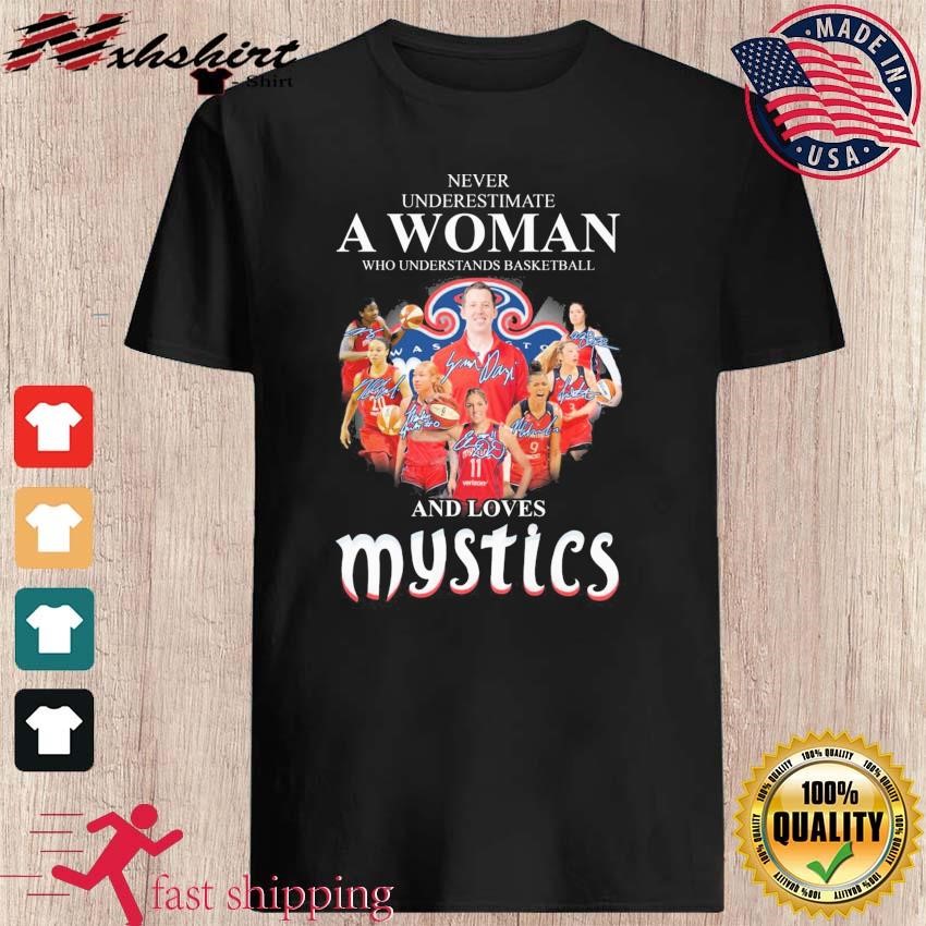 Never Underestimate A Woman Who Understands Basketball And Loves Washington Mystics Signatures Shirt
