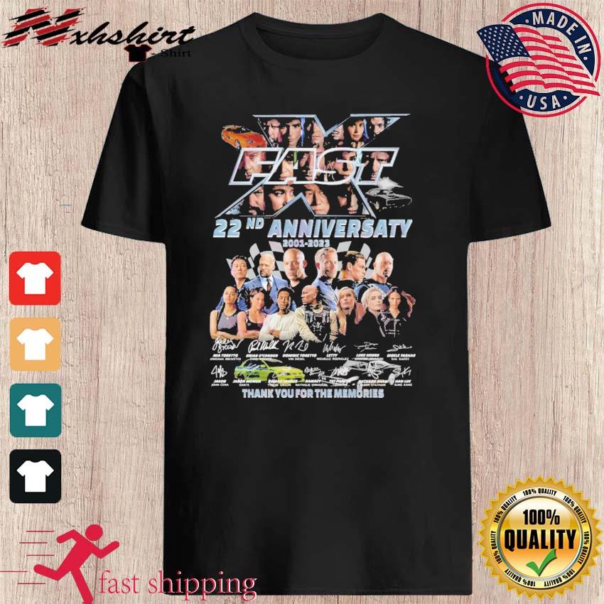 Fast X 22nd Anniversary 2001 – 2023 Thank You For The Memories T-Shirt