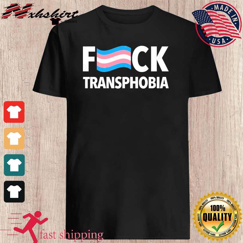 Fuck Transphobia - Censored with Wavy Trans Flag shirt