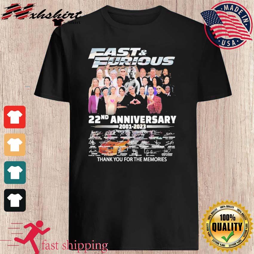 Hot Fast & Furious 22nd Anniversary 2001 – 2023 Thank You For The Memories T-Shirt