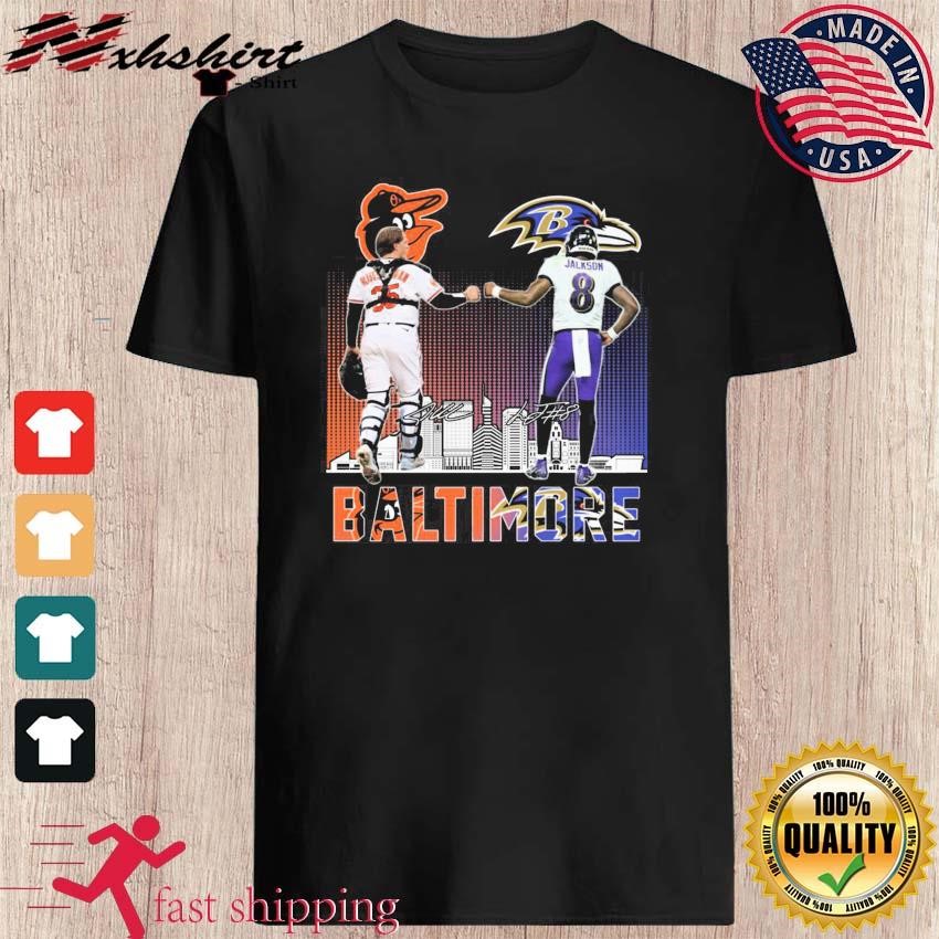 Baltimore Ravens Lamar Jackson And Orioles Adley Rutschman Signatures shirt,  hoodie, sweater, long sleeve and tank top