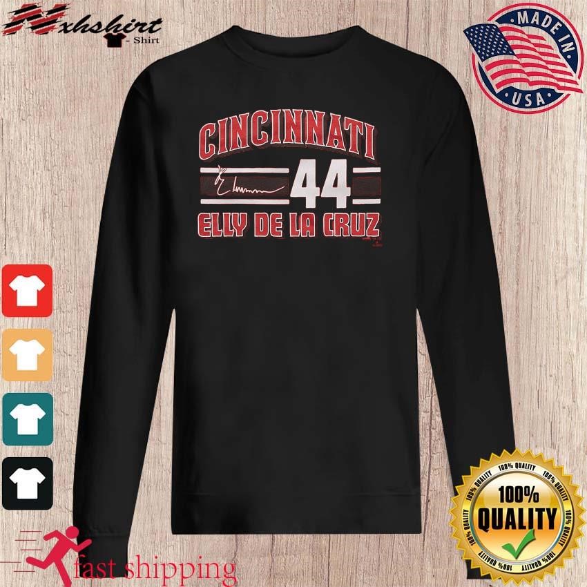 Cincinnati reds elly de la cruz signature jersey shirt, hoodie, sweater,  long sleeve and tank top