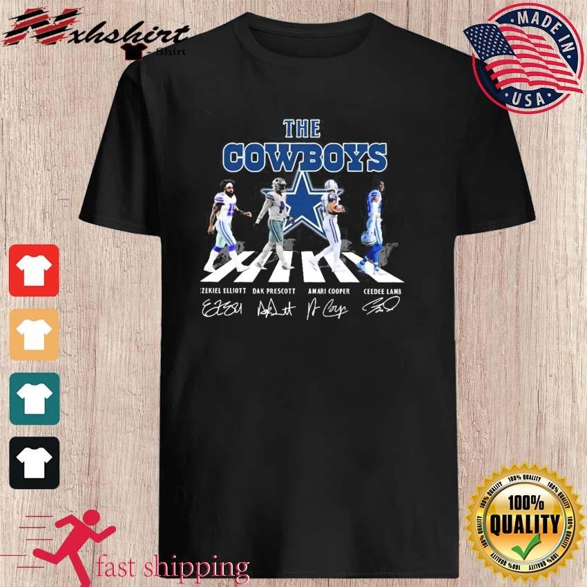 Abbey Road Ceedee Lamb Amari Cooper Ezekiel Elliott And Dak Prescott Of The  Dallas Cowboys Signatures Halloween Shirt, hoodie, sweater, long sleeve and  tank top