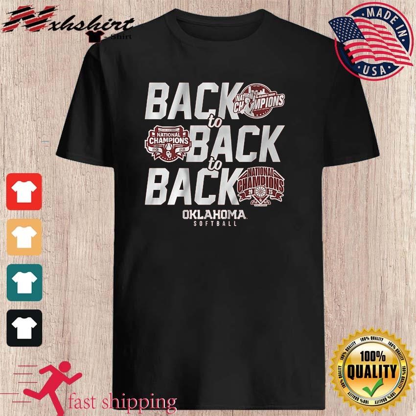 2023 Softball Champions 3 Peat Oklahoma Sooners White Design