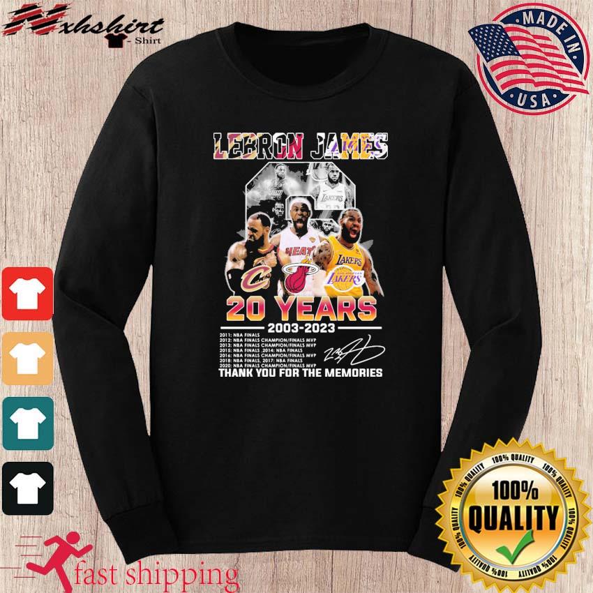 Lebron James 20 Years 2003 2023 Champions Thank You For The Memories Shirt,  hoodie, sweater, long sleeve and tank top