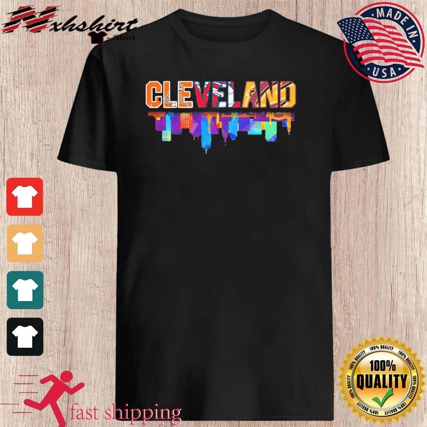 darklordpug Retro Cleveland Skyline Football Fan Art T-Shirt