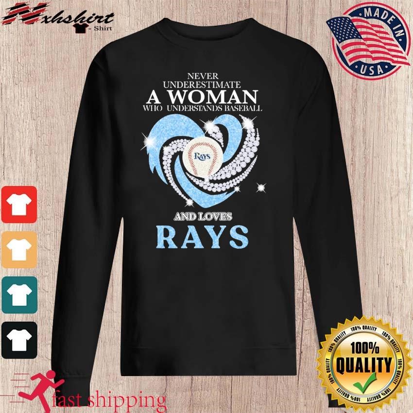 Hearts Never Underestimate A Woman Who Loves The Tampa Bay Buccaneers And Tampa  Bay Rays Shirt - Shibtee Clothing